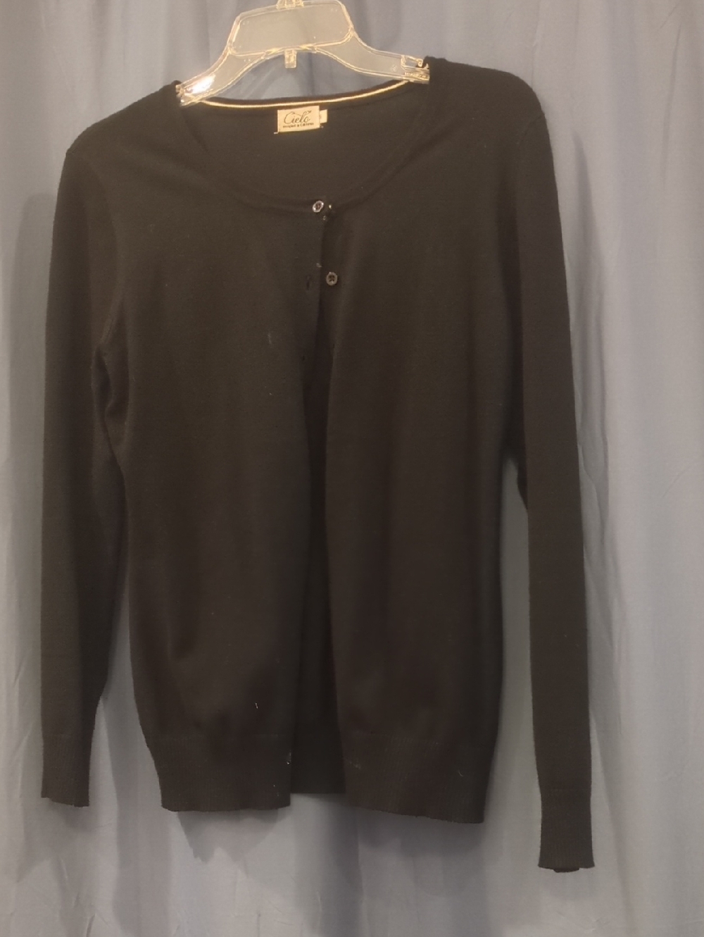 Cielo Black Lightweight Crewneck Cardigan